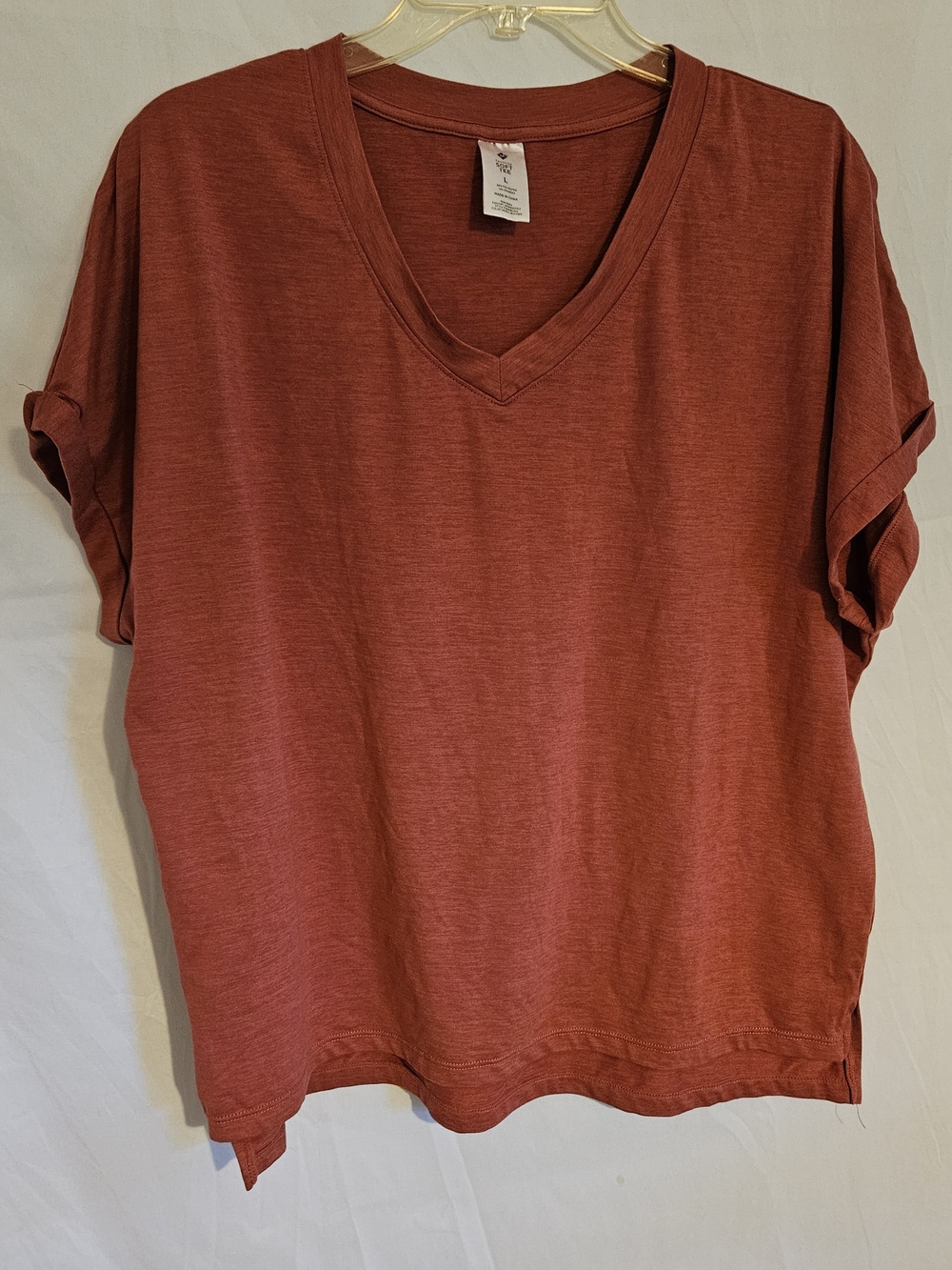#2 Women's V-Neck Short Sleeve Top - Rust